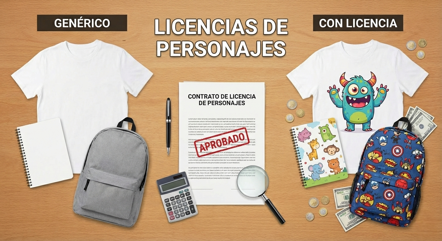 Licencias de personajes en productos comerciales con modelo de regalías