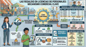 regalías en licencias de personajes: ejemplo de cálculo y mínimo garantizado