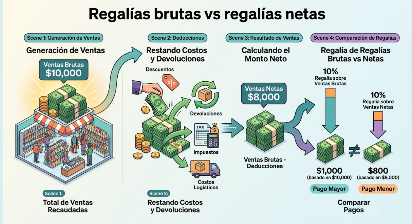 Regalías brutas vs regalías netas