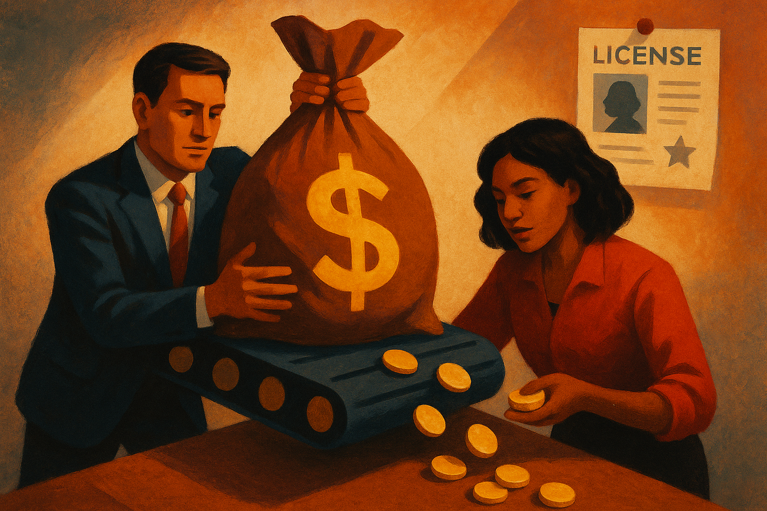 Ilustración que representa un pago adelantado en el mundo del licensing