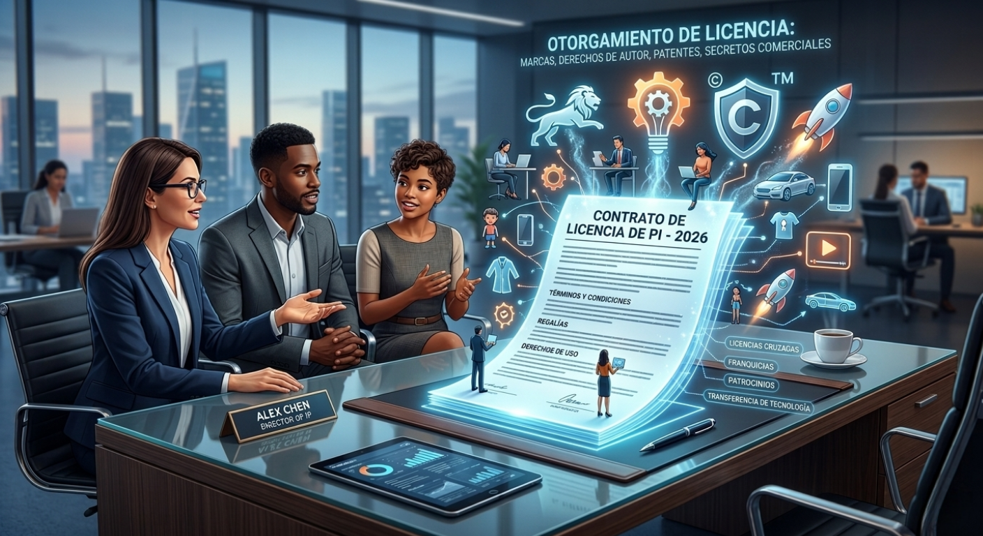 firma de contrato de licencia para el uso comercial de una propiedad intelectual
