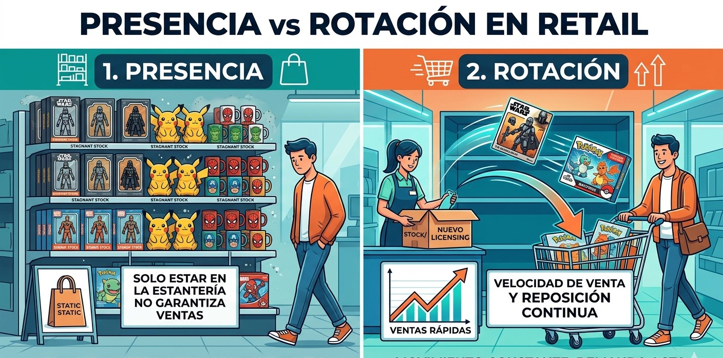 Rotación en retail productos licenciados