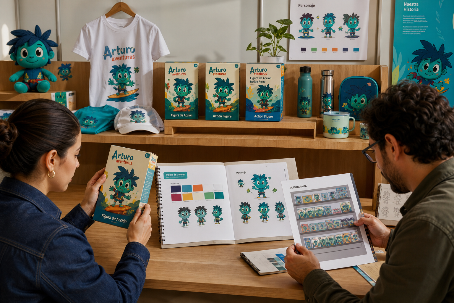 Mercado Hispano Muestras de productos licenciados con distintas propuestas de empaque durante una revisión de aprobación para retail en Estados Unidos